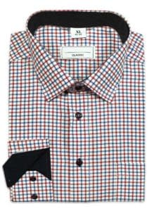 koszula w kratkę czerwono niebieska