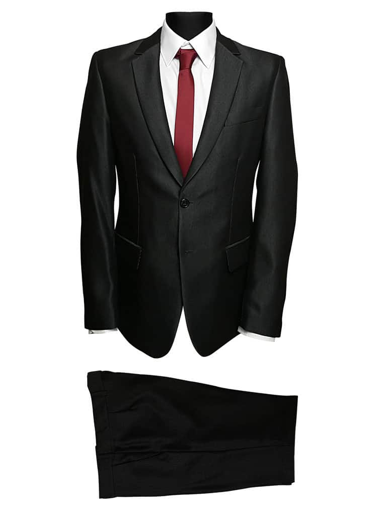 tani garnitur męski popielaty w prążek