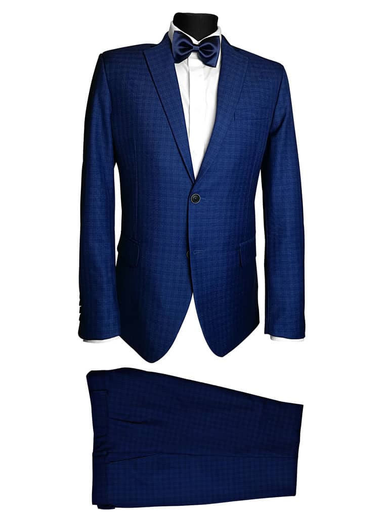 garnitur męski niebieski w kratę